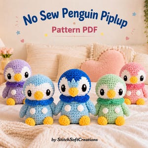 Haakpatroon voor Piplup, een pinguïn zonder naaien (PDF) | Handleiding voor een amigurumi knuffel | Haakpatroon voor beginners | Digitale download