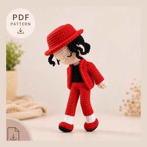 Patron PDF d'homme au crochet | Amigurumi gentleman | Articulé avec fil de fer | Costume et chapeau