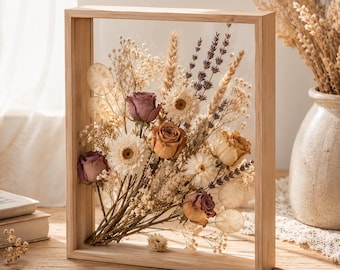 Houten lijst schaduwdoos, diep zwevende vitrine, conservering gedroogde bloemen, transparant 3D-geheugen aandenken