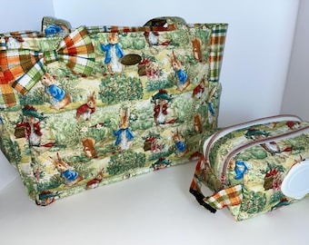 Large Hand Quilted Peter Rabbit Diaper Bag