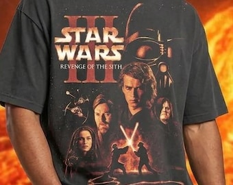 Star Wars Revenge of the Sith Shirt, Vintage 90s Bootleg Anakin Obi-Wan Tee, Retro Sci-Fi Graphic Oversized Comfort Colors T-Shirt