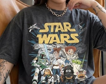 Star Wars Toy Story Shirt, Retro Vintage 90s Mashup Tee, Disney Pixar Crossover Apparel, Funny Movie Graphic Comfort Colors T-Shirt