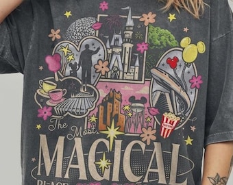 The Most Magical Place On Earth Shirt, Retro Disney World Comfort Colors Tee, Vintage Theme Park Graphic Sweatshirt, Magical Vacation