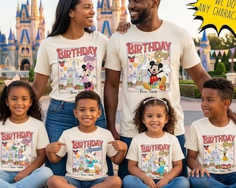 Birthday Girl Shirt, Custom Disney Birthday Tee, Retro Mickey Mouse Matching Family Trip Shirt, Disney Castle Birthday Crew Outfit