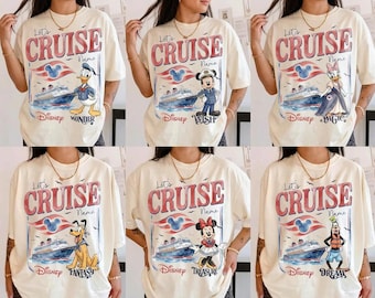Let's Cruise Custom Disney Cruise Shirt, Matching Family Vacation Tee, Retro Disney Ship Graphic Sweatshirt, Personalized Disney Trip