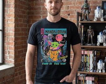 This is the Way Star Wars Shirt, Retro Mandalorian Comic Tee, Grogu Graphic Shirt, Sci-Fi Fan Apparel, Vintage Cartoon Galaxy Gift