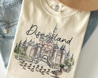 Disneyland Comfort Colors Shirt, Watercolor Castle Mickey Ears Ducklings Tee, Vintage Style Disney Trip Shirt, Magical Vacation Apparel
