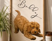 Personalized Pet Art, Cockerpoo, Editable name, Digital Download, Print with Canva