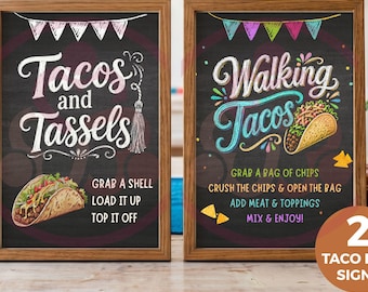 Taco Bar Signs Bundle | Graduation Party, Walking Tacos, Fiesta Decor (Digital Download)