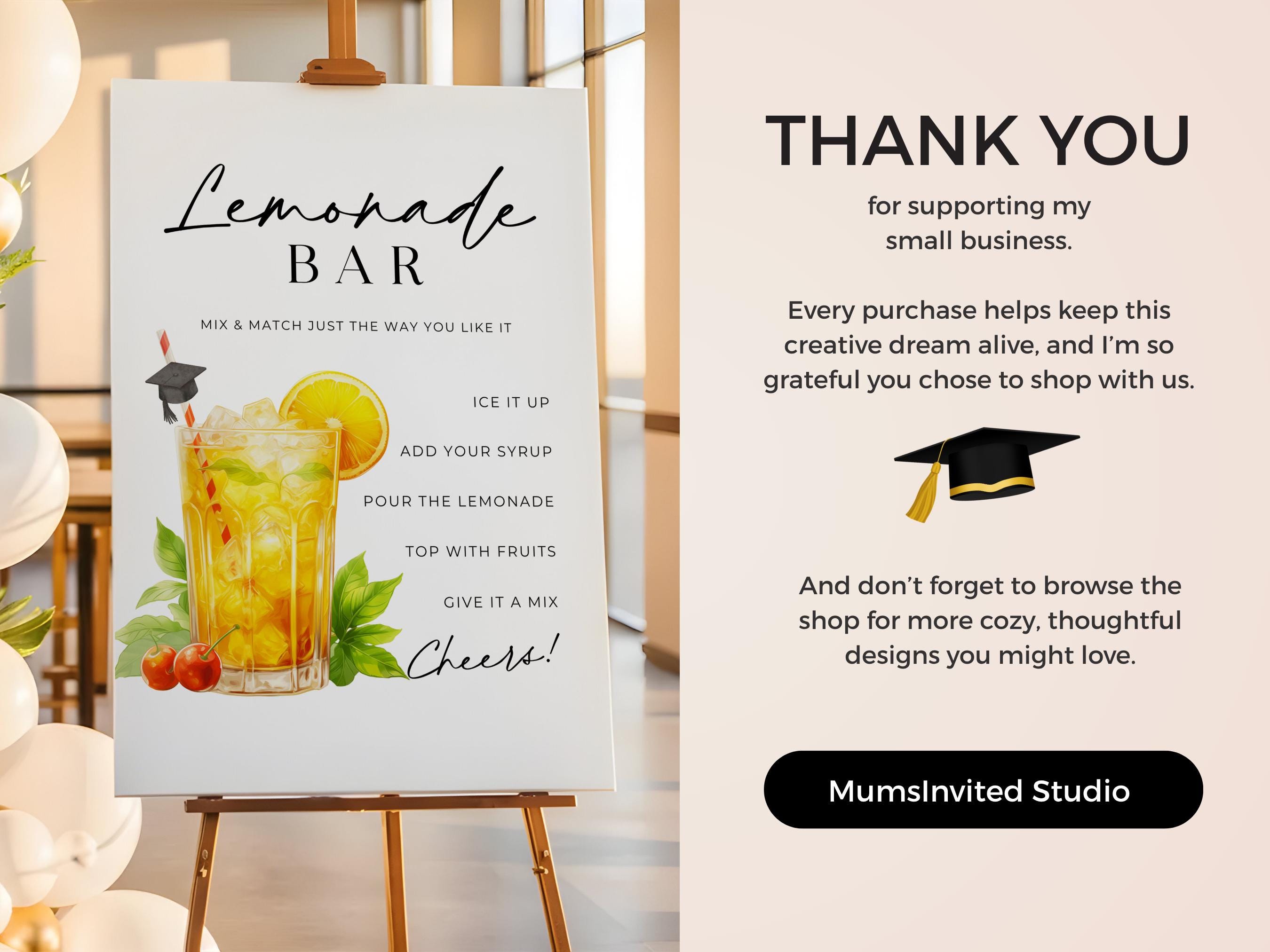 Graduation Lemonade Stand Sign Graduation Lemonade Bar Sign Printable, Grad Party Decor, Drink Station ...
