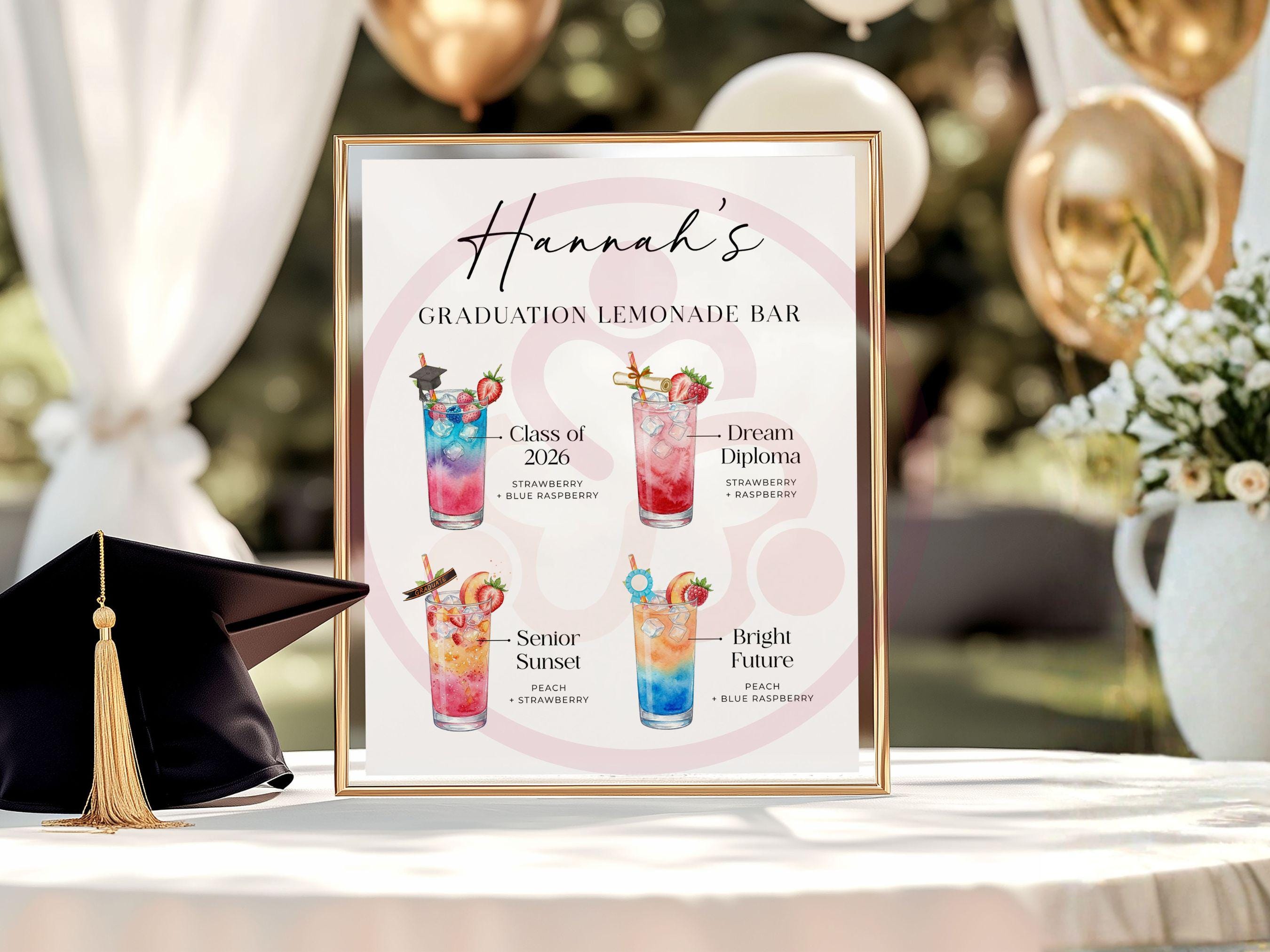 Editable Lemonade Bar Sign, Graduation Drink Station Menu, Printable ...