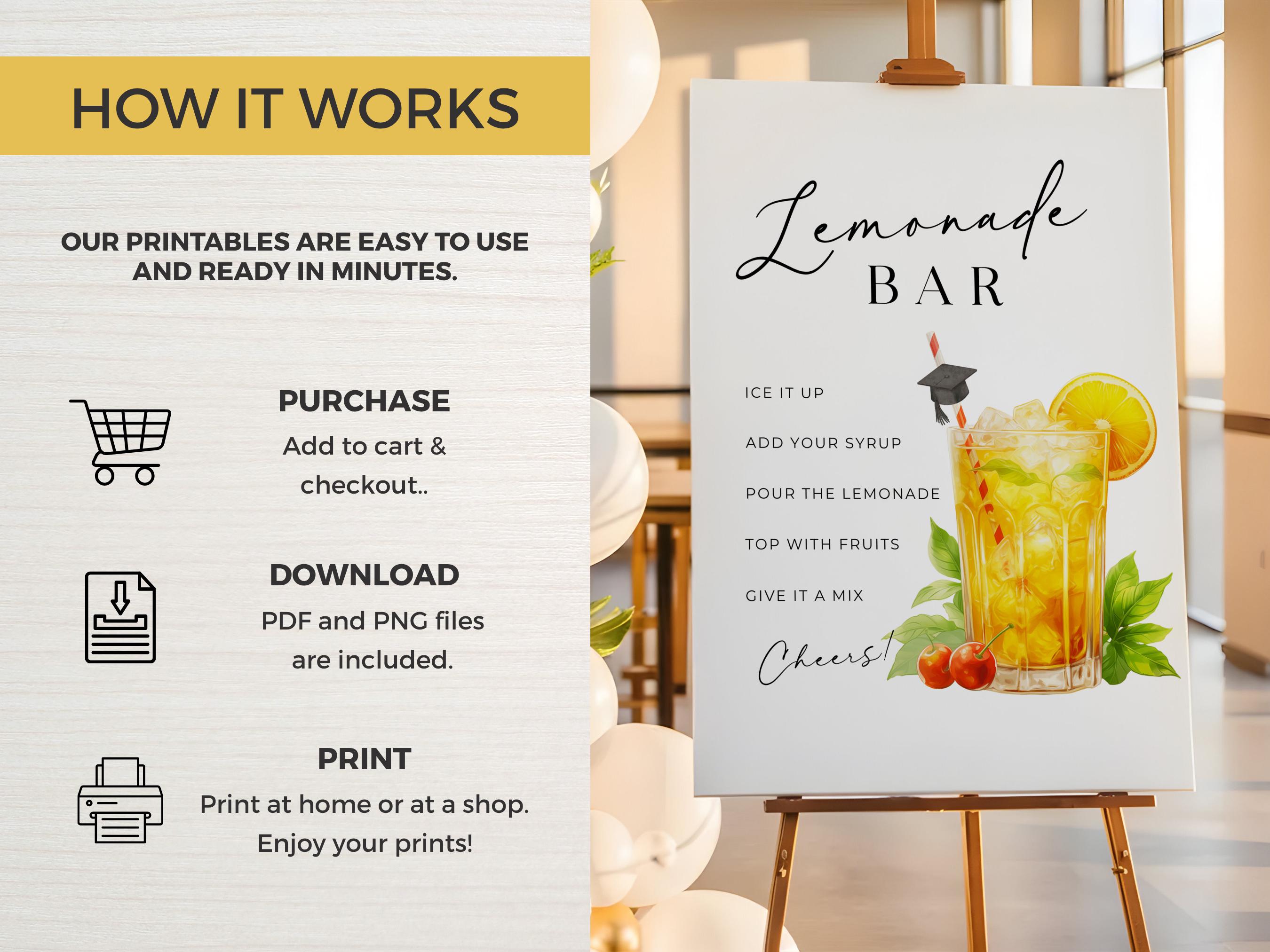 Graduation Lemonade Stand Sign Graduation Lemonade Bar Sign Printable, Grad Party Decor, Drink Station ...