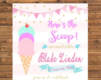 Ice Cream Birthday Invitation Whats the Scoop