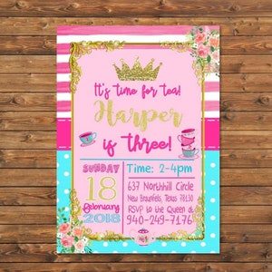 Princess Tea Party Birthday Invitations