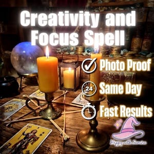 Hechizo de creatividad y concentración: lanzamiento el mismo día para motivación, energía emocional, conexión a tierra, claridad y equilibrio.