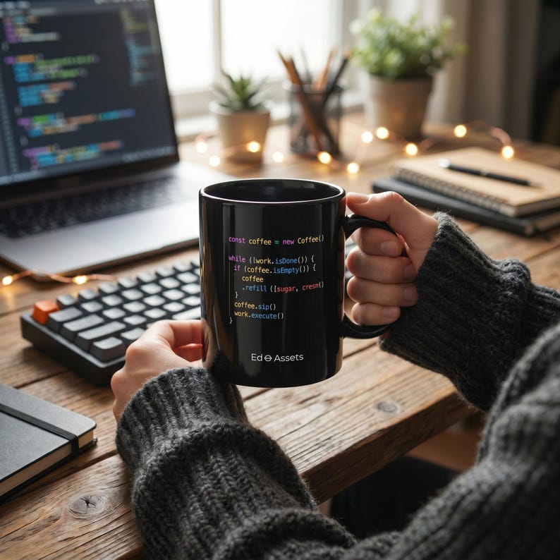 JavaScript Developer Black Mug | Software Engineer Coffee Cup | Tech Founder Coding Gift bild 4