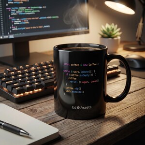 JavaScript Developer Black Mug | Software Engineer Coffee Cup | Tech Founder Coding Gift