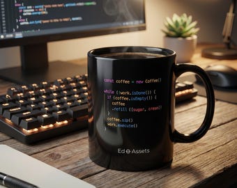 JavaScript Developer Black Mug | Software Engineer Coffee Cup | Tech Founder Coding Gift