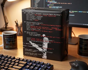 Papier cadeau pour développeur Python | Emballage cadeau avec code de mode sombre (ingénieur logiciel)