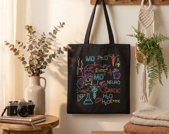 Medical Student Tote Bag | Dark Mode STEM Canvas Bag | Future Doctor Nurse Gift