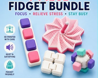 Zestaw 4 zabawek sensorycznych Fidget – kostka Infinity, kliker, gwiazdka, mini kostka (sensoryczna ADHD)