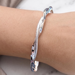 925 Sterling Silver Open Cuff Bangle, Adjustable Silver Bracelet, Minimalist Sterling Silver Bangle, Women's Silver Jewellery, Gift for Her