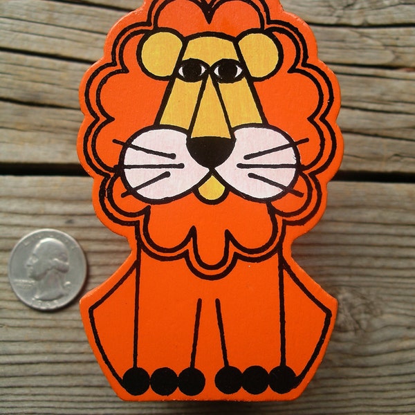 1970er Jahren hölzerne Löwen Stapler - Mod Mini Löwe das Zubehörprogramm