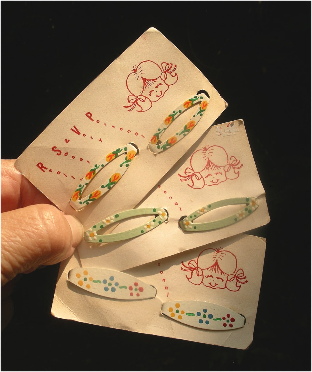 Vintage Barrettes Three Hand Painted Hair Clips Trio of Etsy