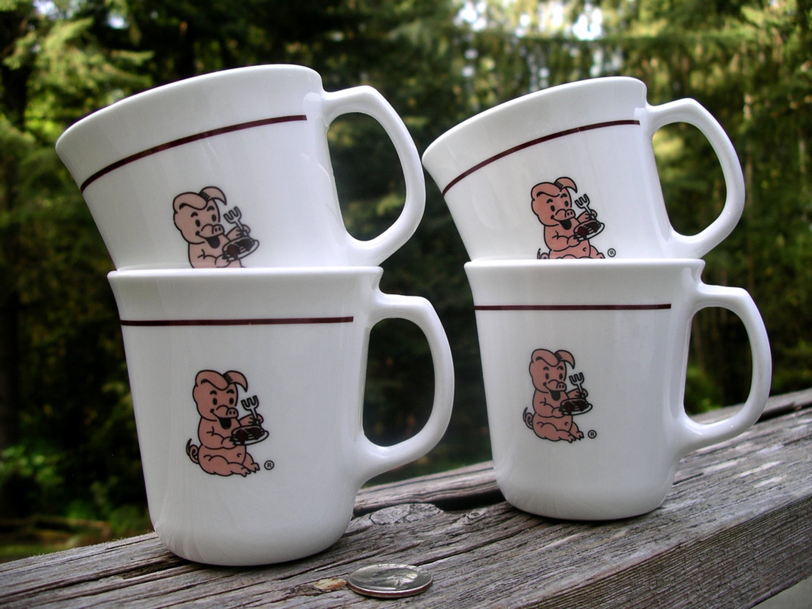 Vintage Pig 'N Pancake Restaurant Mugs Four Oregon Etsy