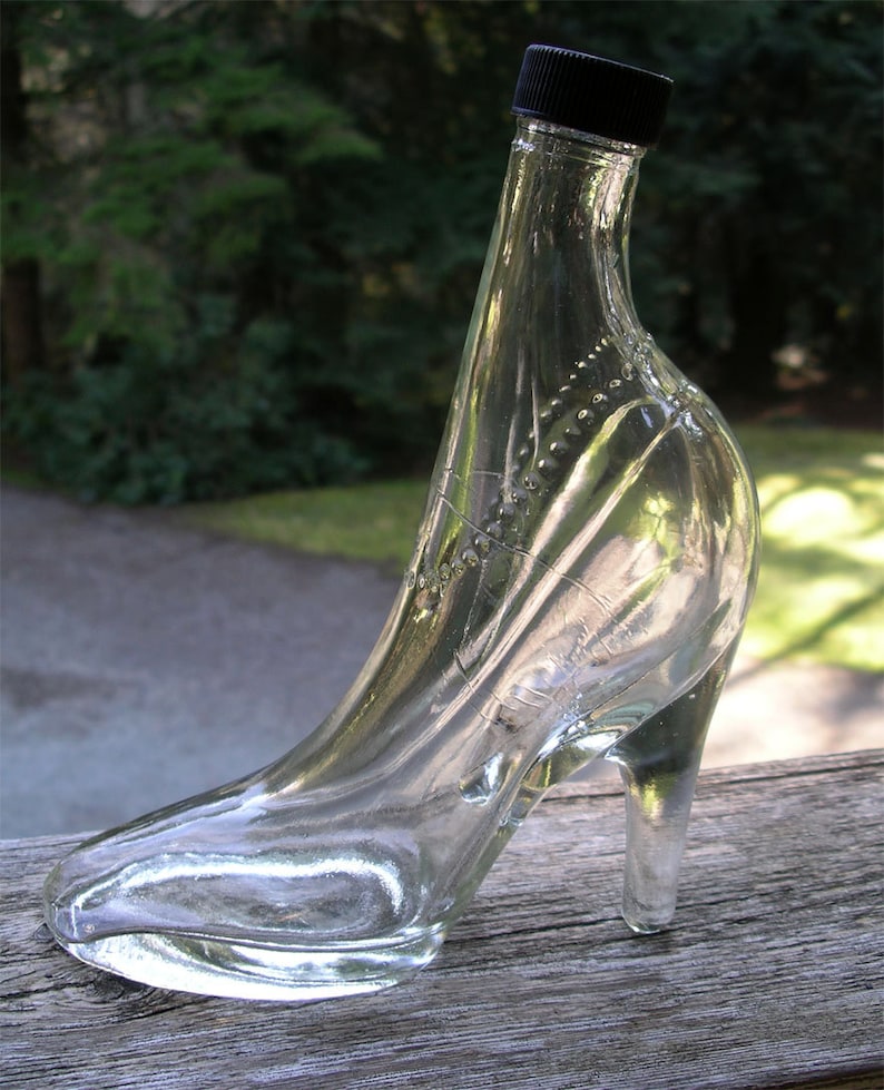 Vintage Glass Slipper Clear Glass High Heel Shoe Bottle Etsy