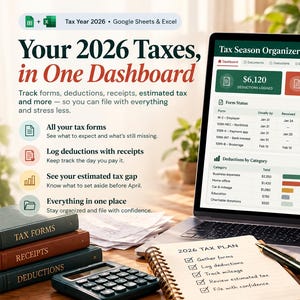 2026 Tax Organizer Google Sheets, Deduction Tracker, Document Checklist (Digital Download)