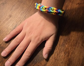 Rainbow and black DNA loom bracelet