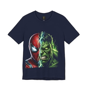 マーベル、スパイダーマン ブランドニューデイ、ハルクとスパイダーマン | デュアリティ スーパーヒーロー シャツ、グラフィック T シャツ、コミック スタイル ヒーロー T シャツ、スーパーヒーロー ファン ギフト