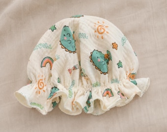Minimalist Baby Bonnet, Neutral Baby Hat Muslin, Simple Infant Hat, Soft Newborn Bonnet, Modern Baby Girl Boy Hat 0-12 Months