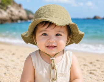 Baby Boy Sun Hat, Toddler Boy Summer Hat, Cotton Bucket Hat for Boys, Infant Beach Hat, Breathable Outdoor Baby Hat