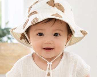 Infant Stroller Hat, Soft Printed Baby Outdoor Cap, Lightweight Cotton Blend Bonnet for Walks, Travel & Daily Wear 0-12M