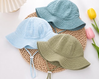 Baby Summer Sun Hat, Toddler Bucket Hat, Breathable Cotton Baby Hat, Infant Beach Hat, Unisex Baby Sun Protection Hat
