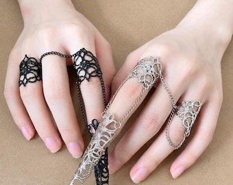 Gothic Chain Armor Ring, Medieval Style Nail Ring, Dainty Chainmail Jewelry