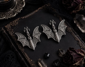 Gothic Bat Earrings, Vampire Bat Ear, Alt Grunge Jewelry