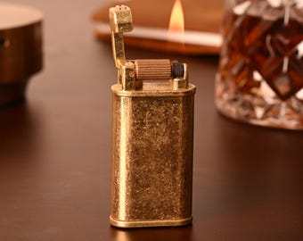 Vintage Brass Lift Arm Lighter Handmade Kerosene Pocket Lighter Retro Mechanical EDC Collectible Gift