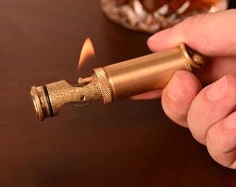 Vintage Brass Tube Lighter Handmade Kerosene Pocket Lighter Retro Pull Out EDC Collectible Gift