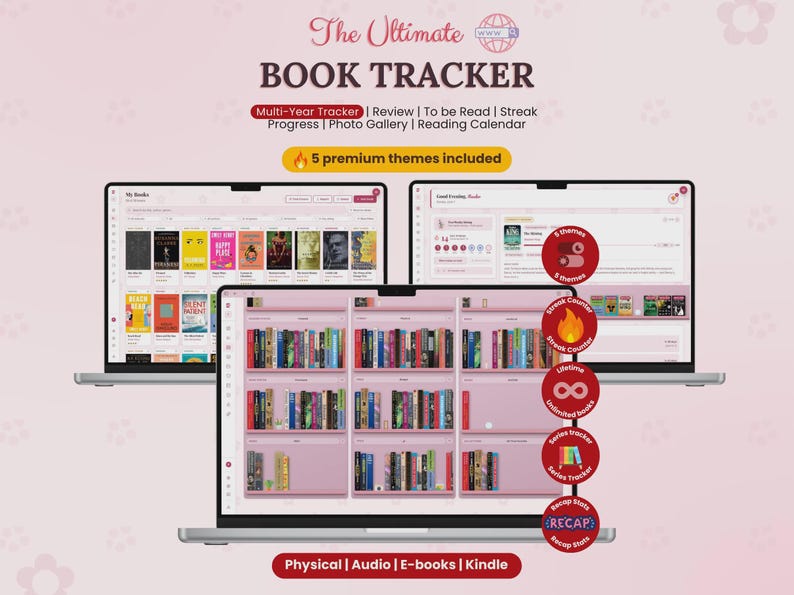 Rastreador de libros digitales y diario de lectura / Registro de lectura, lista de libros pendientes, reto de lectura, rachas, estadísticas, resumen / Acceso de por vida sin suscripción imagen 1