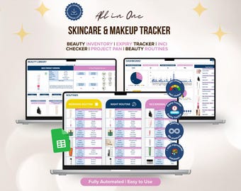 Registro de maquillaje y cuidado de la piel / Inventario de belleza, fechas de caducidad y rutinas (Descarga digital)
