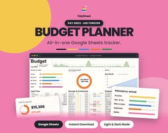 Plantilla de Google Sheets para planificar el presupuesto, hoja de cálculo de presupuesto mensual, seguimiento del presupuesto de nómina, planificador financiero digital, descarga instantánea.