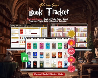 Tracker digitale dei libri e diario di lettura / Libreria Google Sheets, registro di lettura, lista dei libri da leggere, statistiche