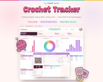 Crochet Tracker Google Sheets Template, Crochet Project Planner Spreadsheet, Yarn Stash Inventory, Crochet Business Organizer