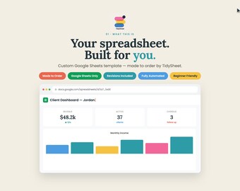 Plantilla personalizada de Google Sheets hecha a medida, servicio de diseño de hojas de cálculo personalizadas, planificador de panel de seguimiento personalizado creado para ti 2026