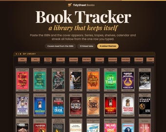 Hoja de cálculo de Google para el seguimiento de libros, portadas automáticas de libros con ISBN, hoja de cálculo para diario de lectura, seguimiento de series y temas, estantería digital, registro de lecturas pendientes.