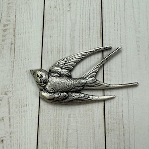 Silver Swallow Bird Brooch Sparrow Pin Jewelry