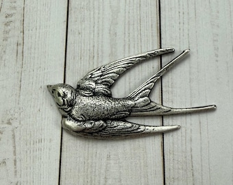 Silver Swallow Bird Brooch Sparrow Pin Jewelry
